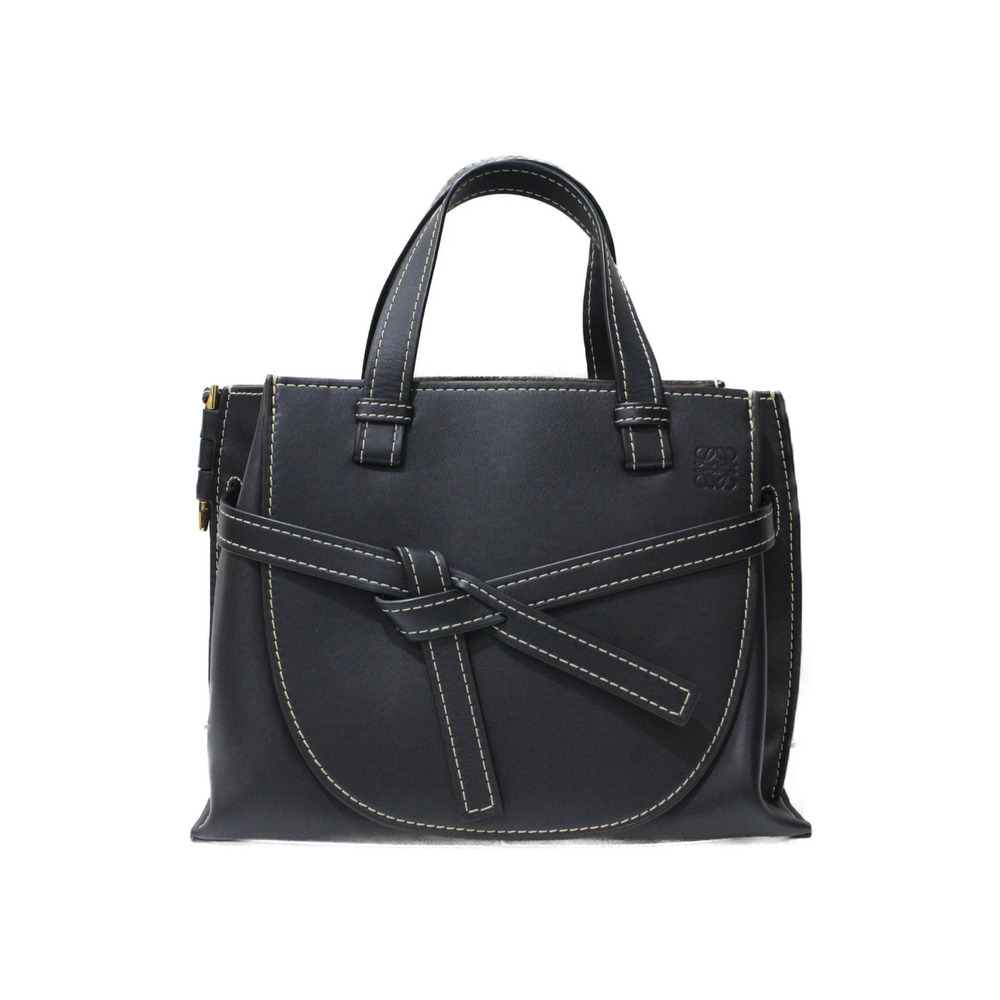 LOEWE Gate Bag Leather Black Handbag Shoulder Strap